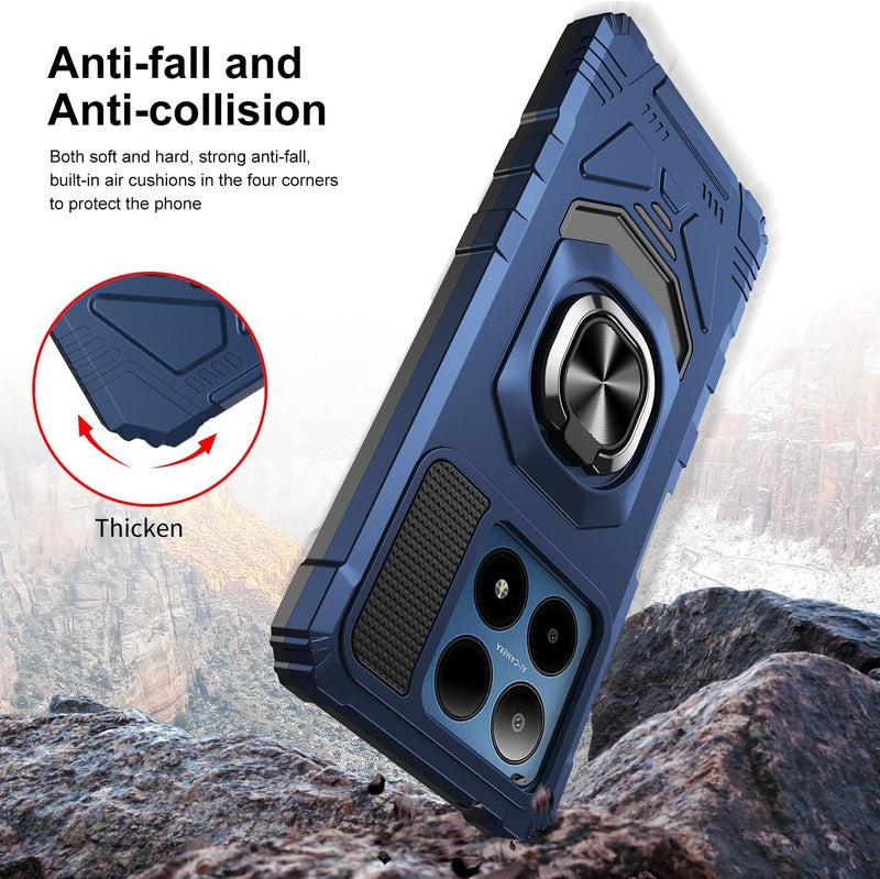 Mocotto for Boost Summit 5G Phone Case with Tempered Glass Screen Protector,Military Grade Heavy Duty Shockproof Protective Cover,with Ring Kickstand (Boost Summit 5G,Blue) - Image 4